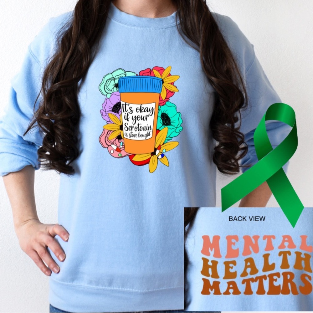 Serotonin mental health graphic crewneck sweatshirt size XL